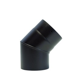 Codo a 45º esmaltado negro de simple pared para chimenea