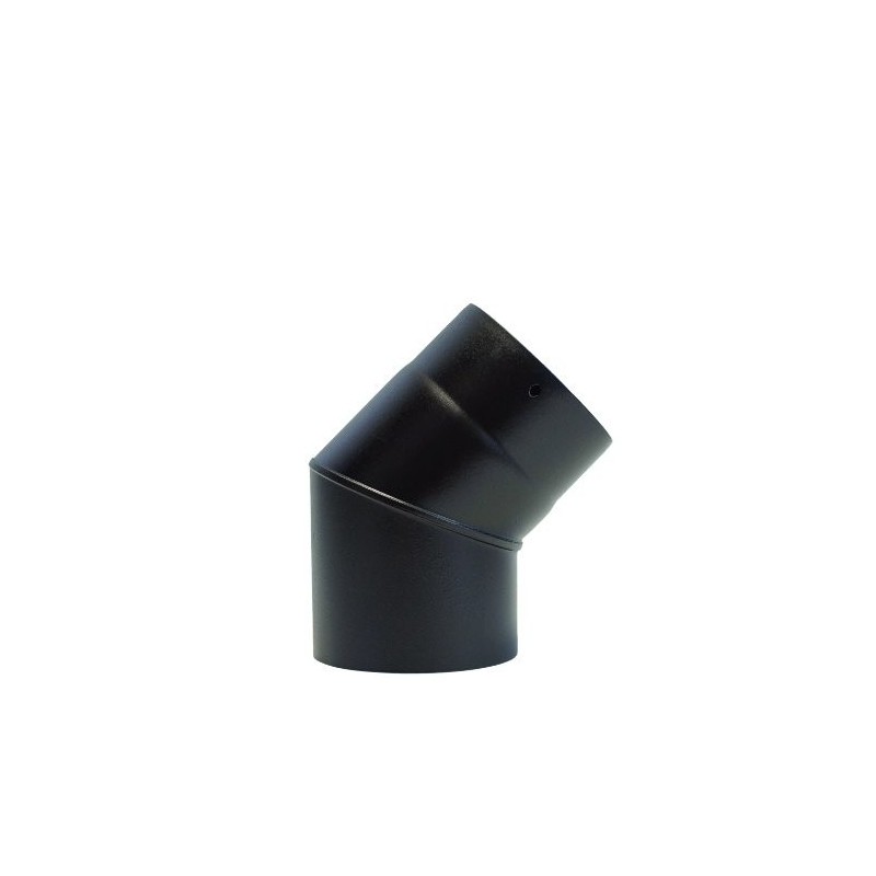 Codo a 45º esmaltado negro de simple pared para chimenea