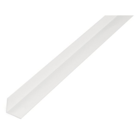 Perfil en ángulo de PVC blanco de 1 metro. Tienda de perfilería online.