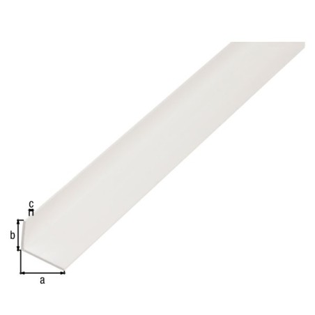 Perfil en ángulo de PVC blanco de 1 metro. Tienda de perfilería online.