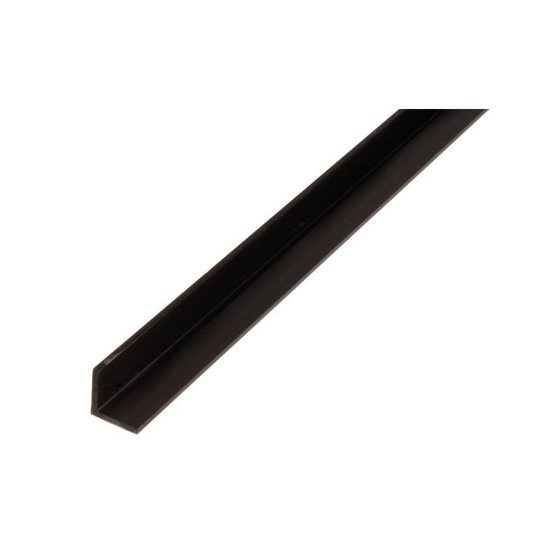 Perfil en ángulo de PVC negro de 1 metro. Tienda de perfilería online.