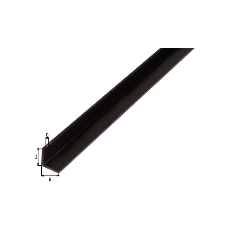 Perfil en ángulo de PVC negro de 1 metro