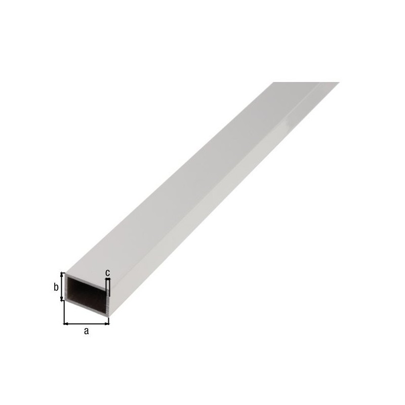 Tubo rectangular de aluminio anodizado plata de 1 metro