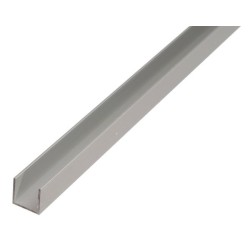 Perfil en U de aluminio anodizado plata de 1 metro