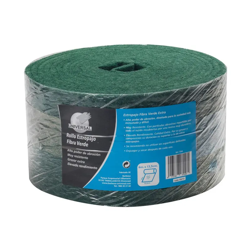 DOJA Barcelona, Rollo Estropajo Cocina Verde 6 Mt, Fabricado en España, Estropajos Verdes Limpieza Hogar Cocina Reutilizables, Rollo Fibra Abrasiva