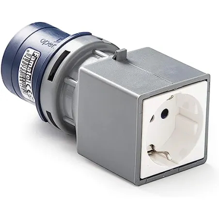 Adaptador de clavija schuko 16A a toma industrial 230V 2P+E, IP20 - Rosi 1868