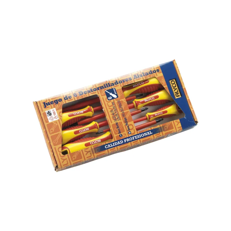 Juego de 6 destornilladores aislados VDE de Alyco