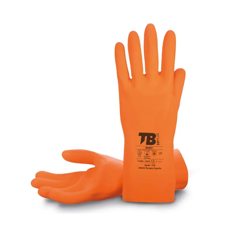 Guante de látex flocado naranja 9005X