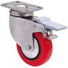 Rueda giratoria inox. con freno doble poliuretano