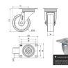Rueda giratoria blanca Ø100 mm de poliamix – Soporte inoxidable sin freno