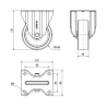 Rueda fija blanca Ø100 mm de poliamix – Soporte inoxidable sin freno