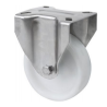 Rueda fija blanca Ø100 mm de poliamix – Soporte inoxidable sin freno