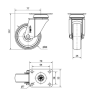 Rueda giratoria blanca Ø80 mm de polipropileno – Soporte inoxidable sin freno