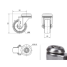 Rueda giratoria blanca sin freno Ø60 y Ø80 mm – Agujero pasante y soporte inoxidable