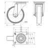 RUEDA GIRATORIA con Placa Serie 130 – Nylon Poliamix Blanco, Eje Liso