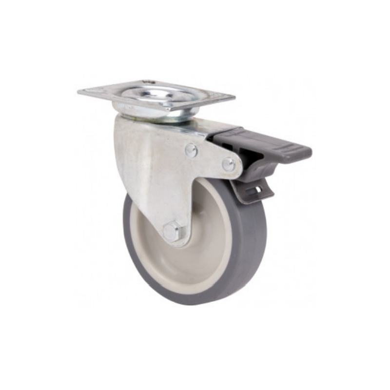 Ruedas Giratorias con Freno de Goma Gris Ø50 a Ø80 mm – Seguridad y Movimiento Silencioso