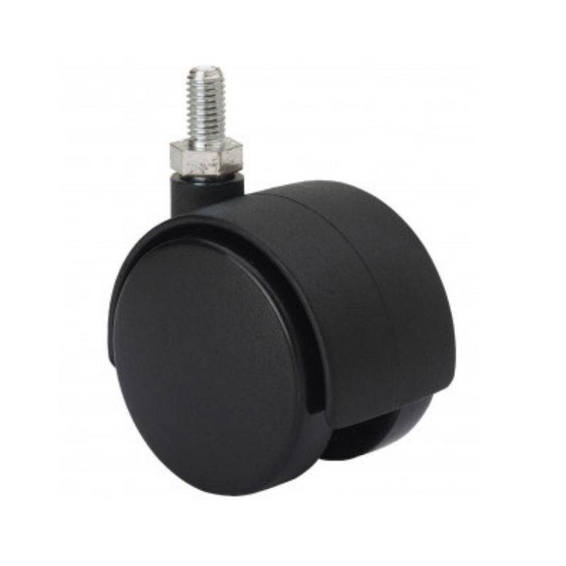 Rueda Giratoria M10X15 de Polipropileno Negro Ø50 mm sin Freno – Ligera y Resistente Rueda Giratoria M10X15 de Polipropileno Negro Ø50 mm sin Freno – Ligera y Resistente