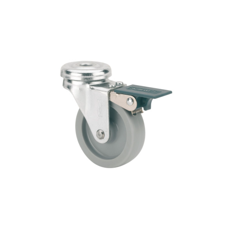 Ruedas giratorias de poliamida gris con freno Ø40-Ø60 mm · mobiliario y carros