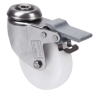 Ruedas giratorias blancas de polipropileno con freno y soporte inoxidable Ø60 y Ø80 mm