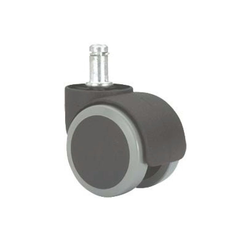Rueda giratoria de poliuretano gris Ø50 mm con espiga y soporte ligero
