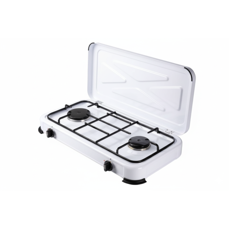 Hornillo de gas Garza 2 quemadores con tapa protectora | Cocina portátil para exterior