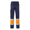 Pantalón bicolor alta visibilidad azul marino y naranja flúor