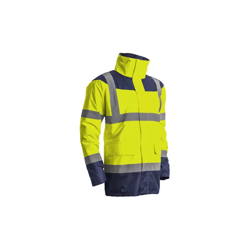 Parka alta visibilidad impermeable y térmica | Amarillo y azul marino