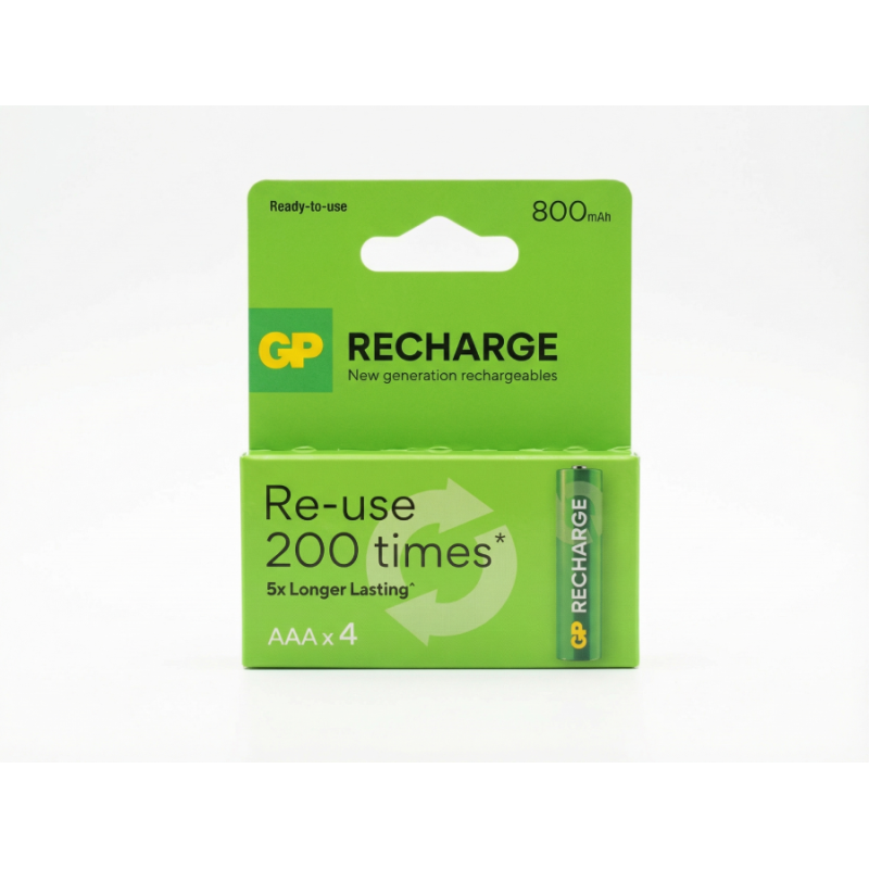 Pilas recargables AAA · Caja de 4 unidades