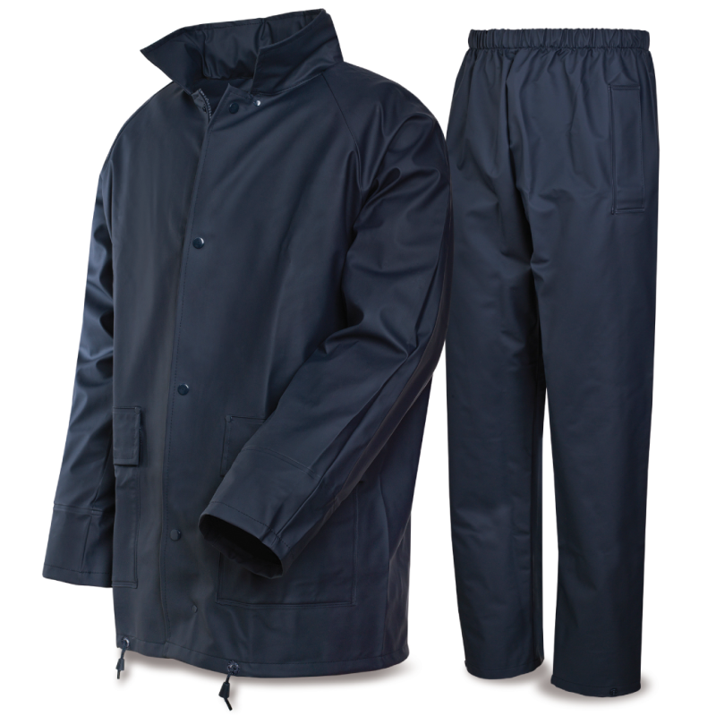 Traje de lluvia impermeable PU+PVC+PES azul marino