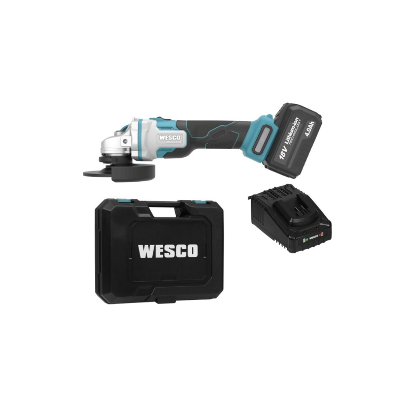 Amoladora angular 18V Brushless Positec – Kit 4Ah con cargador rápido