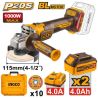 Amoladora a batería BL P20S 1000W + 2 BAT. 4.0Ah + Cargador + 10 discos CAGLI271532E
