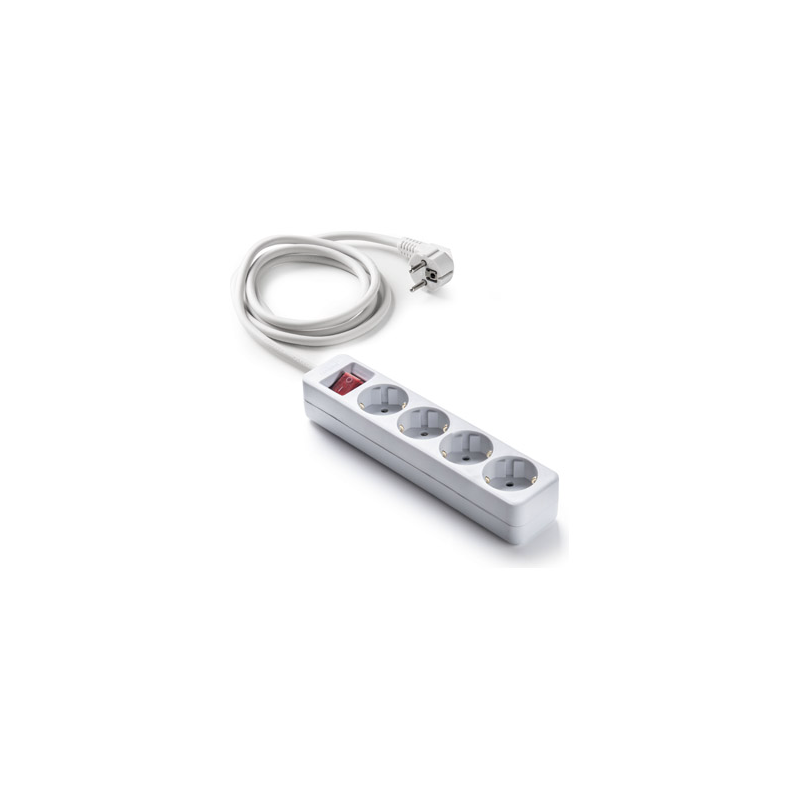Base múltiple blanca de 4 tomas con interruptor (varias longitudes de cable)