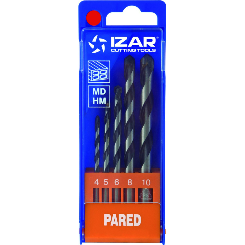 Juego 5 Brocas para Pared IZAR 1485 Ø 4-5-6-8-10 mm