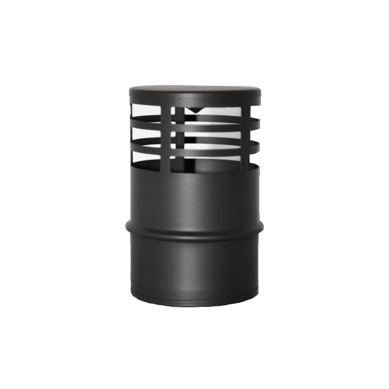 Deflector horizontal vitrificado negro Ø80 para estufa de pellets