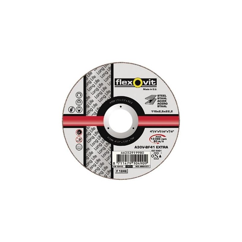 Disco de corte para hierro y acero Flexovit Long Life