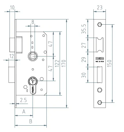 Cerradura embutir puerta madera 1501