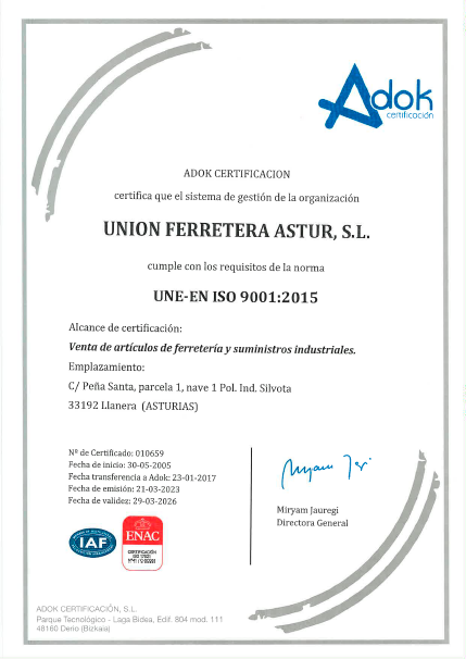 Certificado de calidad
