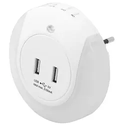 Adaptador con 2 puertos USB y punto de luz Simon Brico