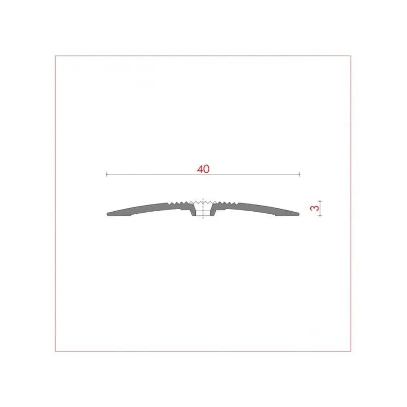Tapajuntas de aluminio para atornillar de 40 mm. mismo nivel