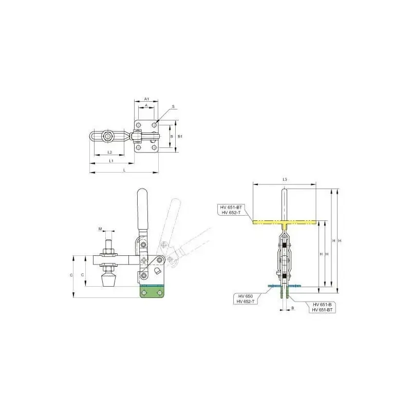 Brida Kakuta de apriete vertical HV 650