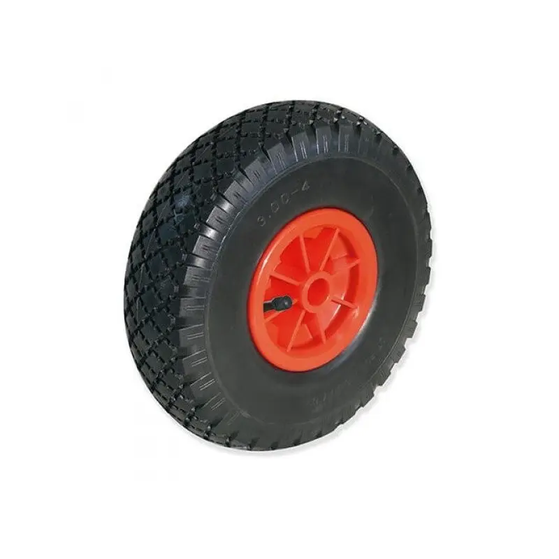 Rueda neumática con llanta de plástico rojo