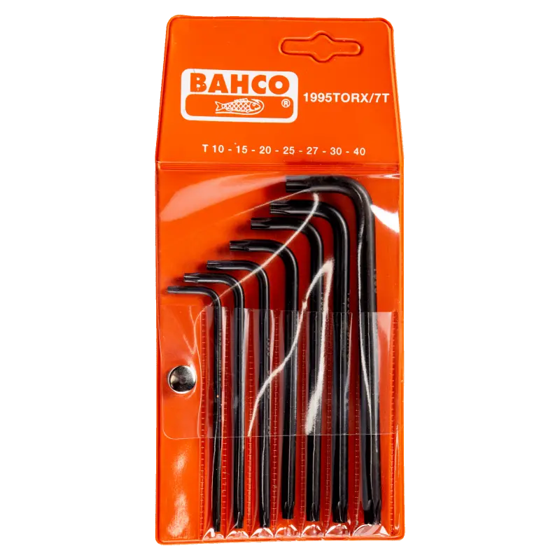 Juego de 7 llaves acodadas pavonadas Torx Bahco