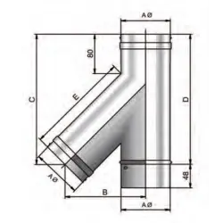 Te "Y" para chimenea de simple pared inoxidable TTIG45 Bofill