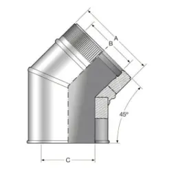 Codo de 45º para chimenea de doble pared inoxidable CDPI Bofill