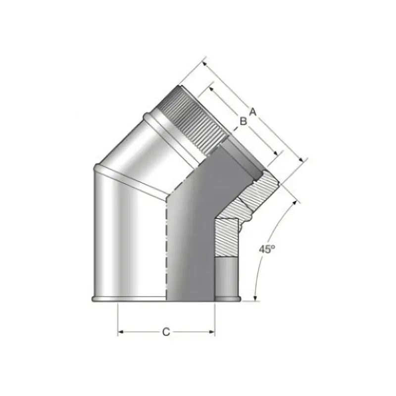 Codo de 45º para chimenea de doble pared inoxidable CDPI Bofill