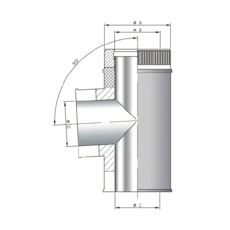 Codo tipo "T" para chimenea de doble pared inoxidable TTDPI93 Bofill