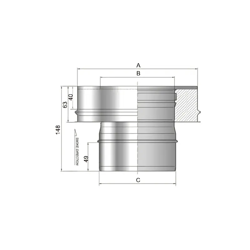 Adaptador para chimenea de simple pared a doble pared inoxidable ADGDI Bofill