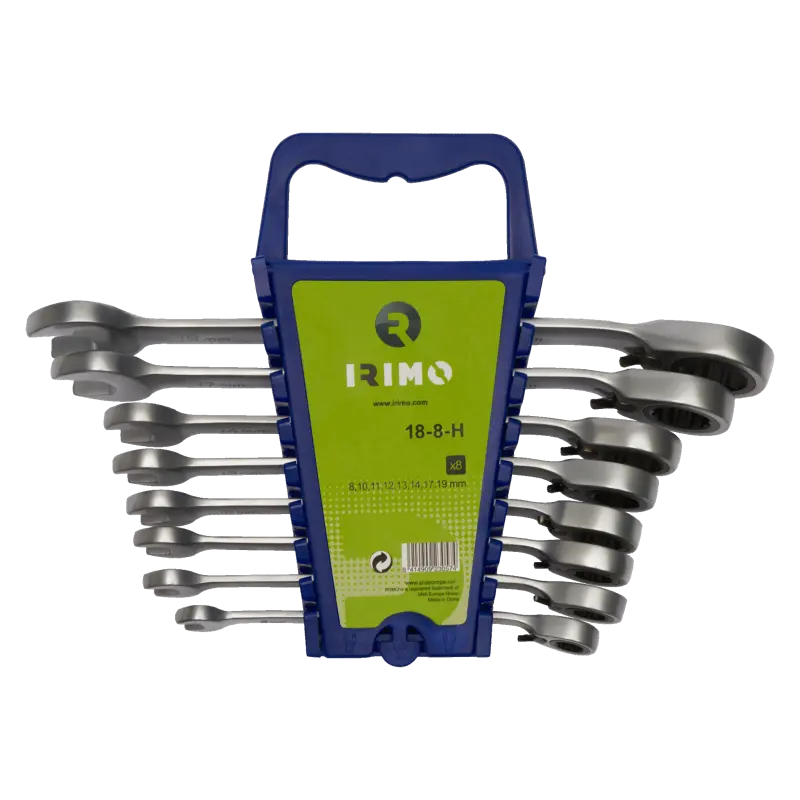 Juego de 8 llaves combinadas con carraca Irimo 18-8-H
