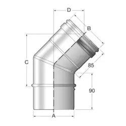 Codo en 45º vitrificado para chimenea de simple pared CVNM45 Bofill