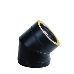 Codo 45º esmaltado negro de doble pared para estufas